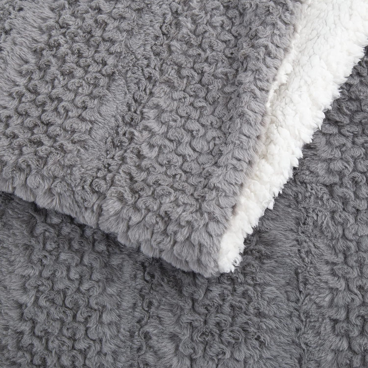 Tache Dark Grey Faux Fur Throw Blanket Bubble Textured Striped Embossed (#11)