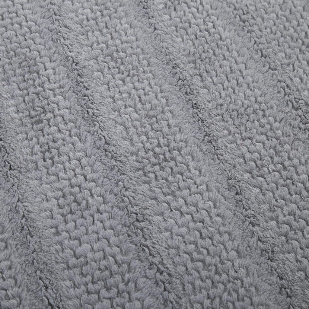 Tache Dark Grey Faux Fur Throw Blanket Bubble Textured Striped Embossed (#11)