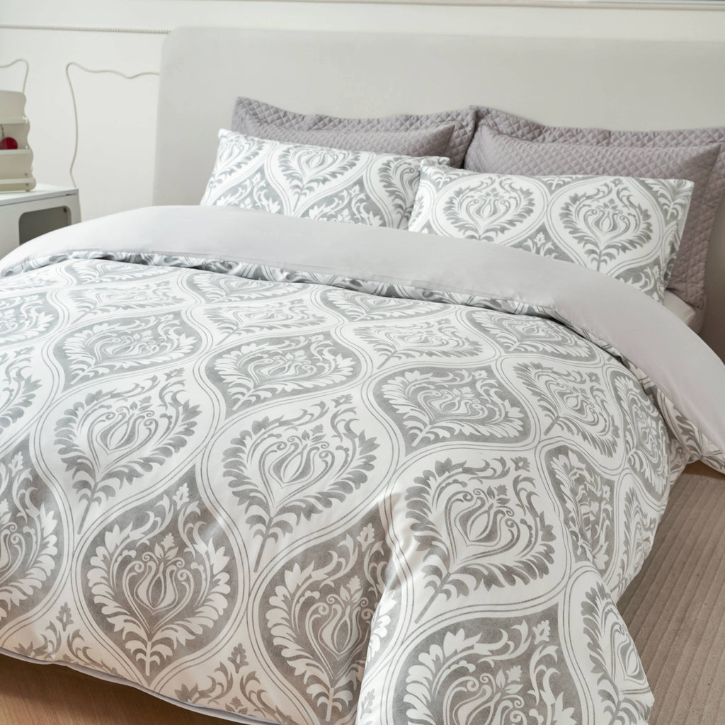Tache Dreamy Moon Sky Ogee Damask Heather Gray White Duvet Cover (TB300)