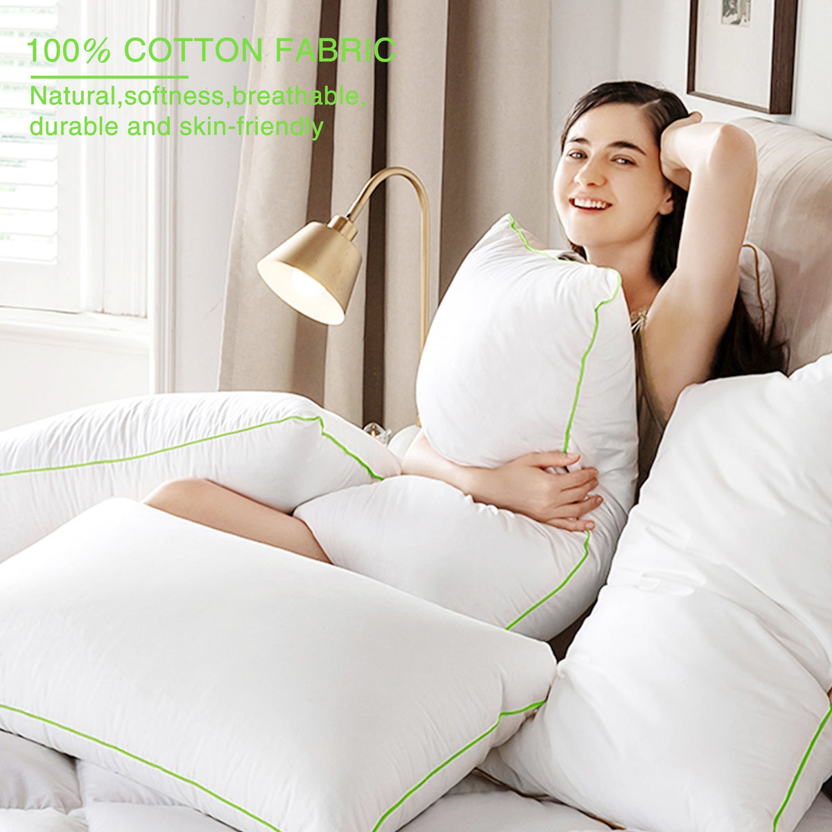 Kasentex Cotton Bed Pillow - Comfort Sleeping Pillow, White