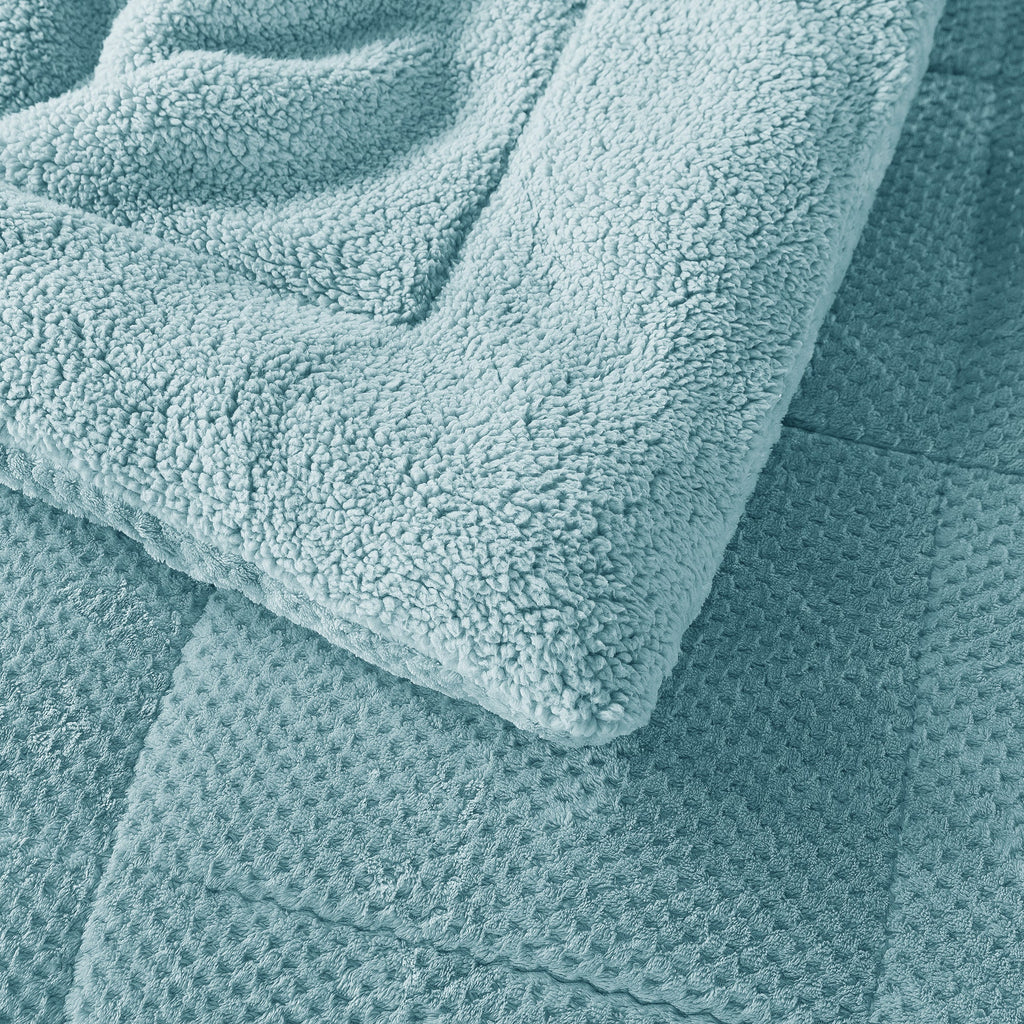 Kasentex Reversible All-Season Plush Comforter Set Twin/Queen/King - Warm Plush Bedding for Winter