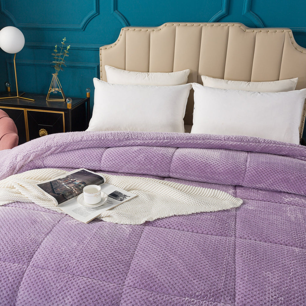 Kasentex Reversible All-Season Plush Comforter Set Twin/Queen/King - Warm Plush Bedding for Winter