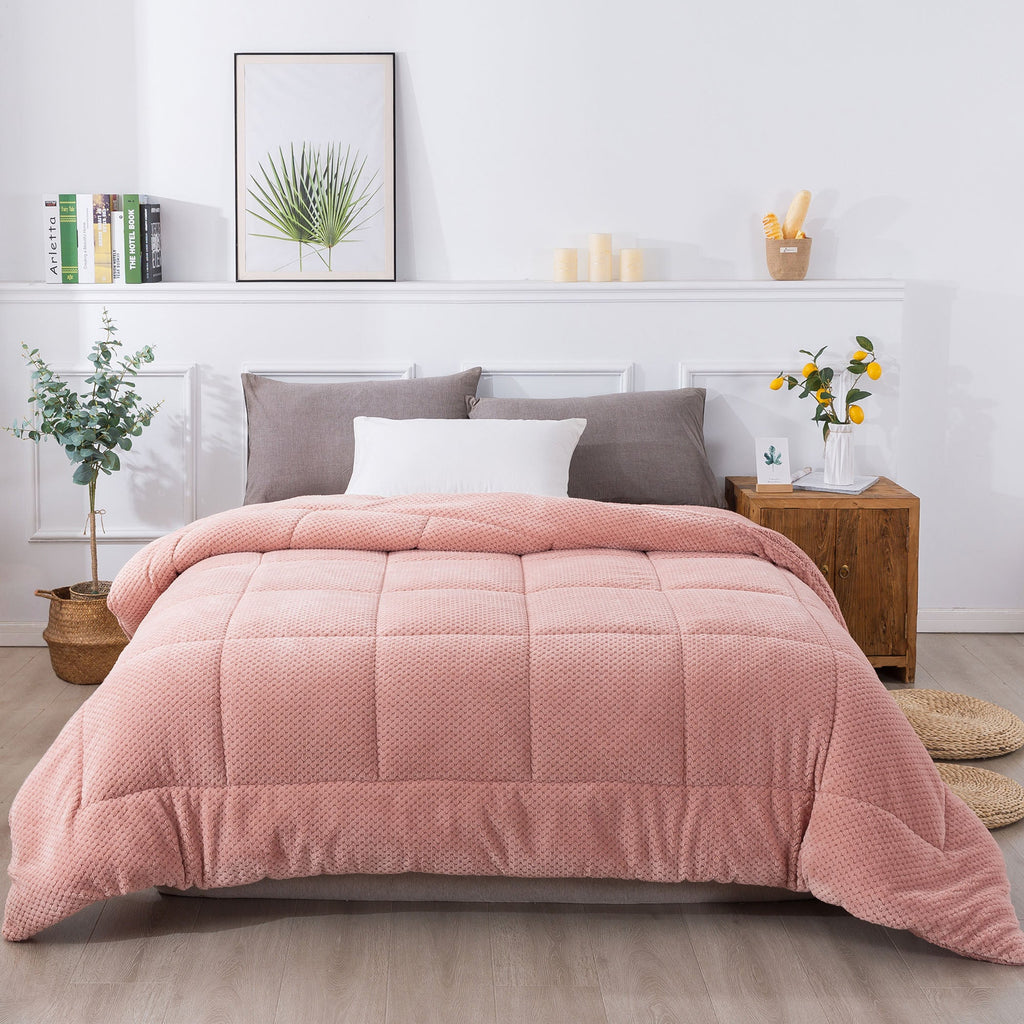 Kasentex Reversible All-Season Plush Comforter Set Twin/Queen/King - Warm Plush Bedding for Winter